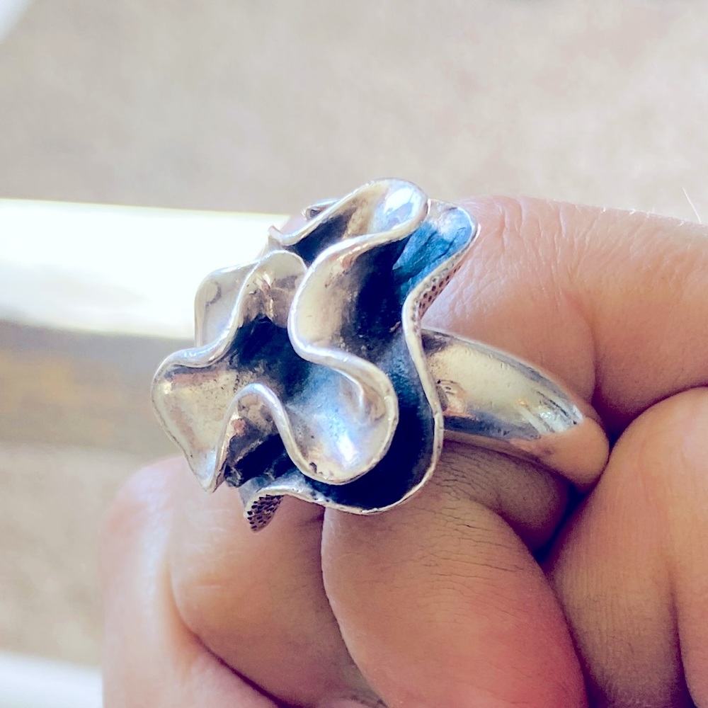 Silpada Designs Sterling Silver Rose Flower Ring Size 7.5 to 8